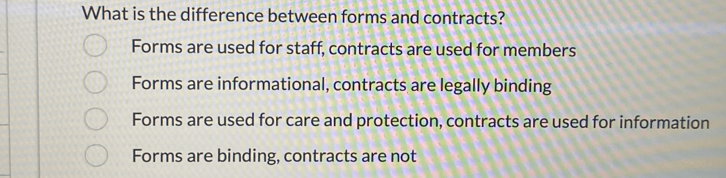  What is the difference between forms and contracts? Forms are used