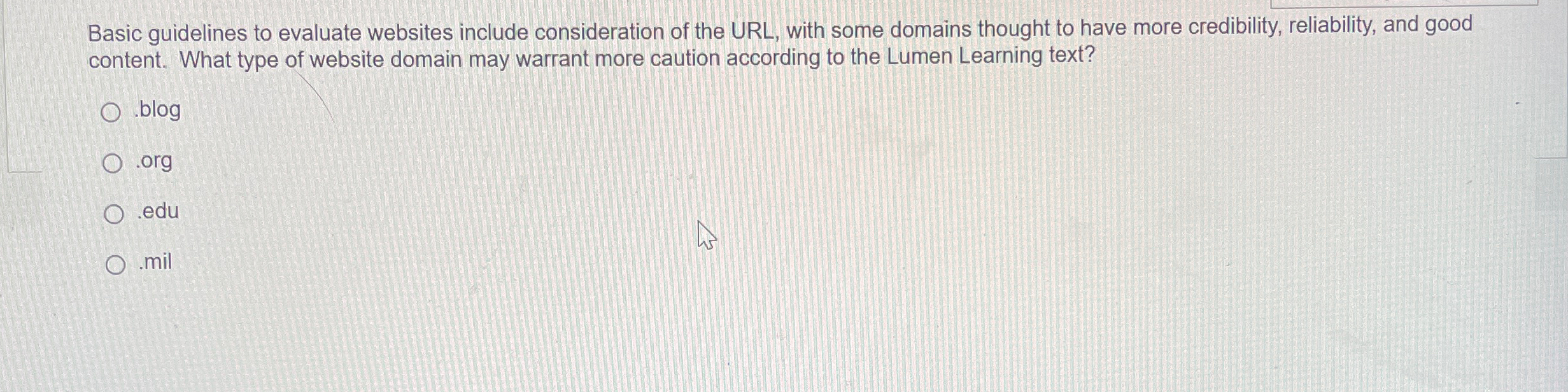  Basic guidelines to evaluate websites include consideration of the URL, with