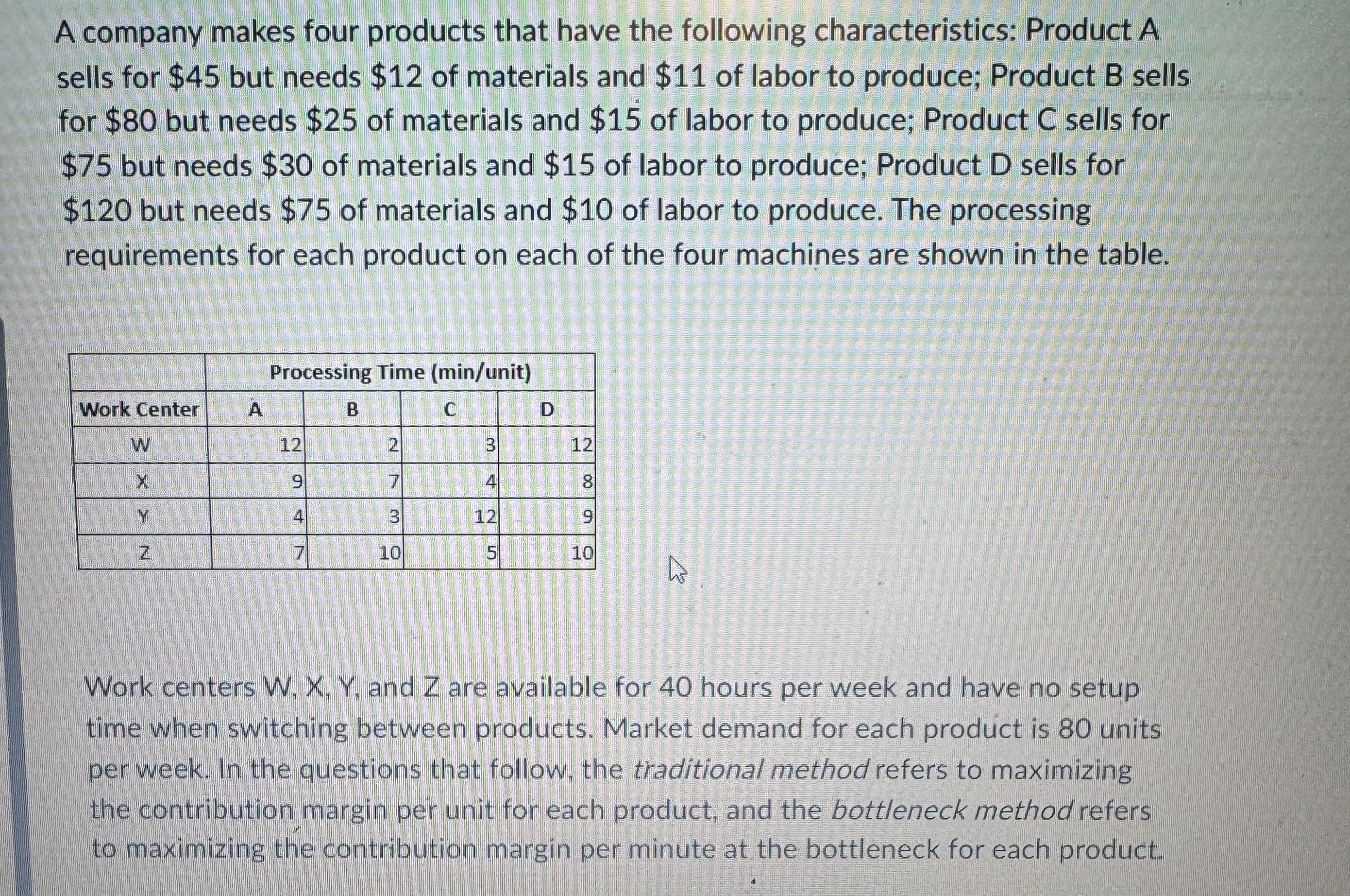  Using the bottleneck method, what is the profit if the company