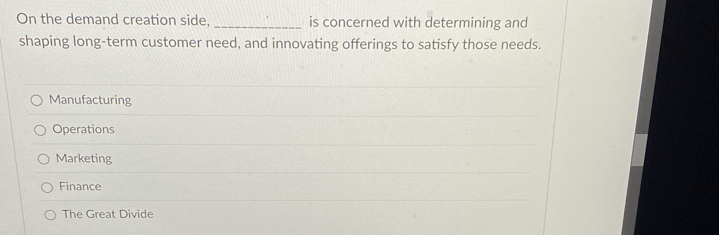  On the demand creation side, q, is concerned with determining and