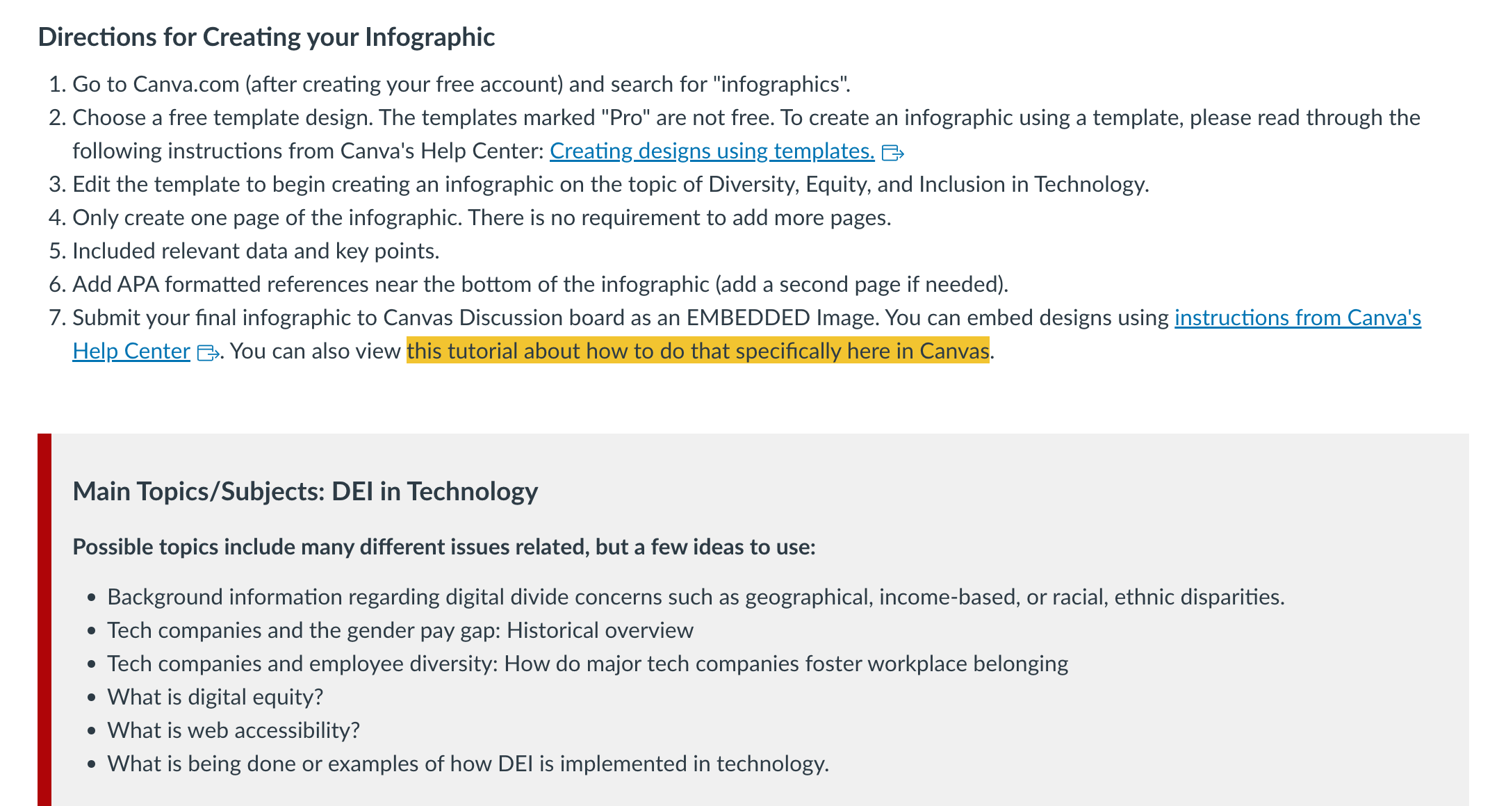 Main Topics/Subjects: DEl in Technology Possible topics include many different issues