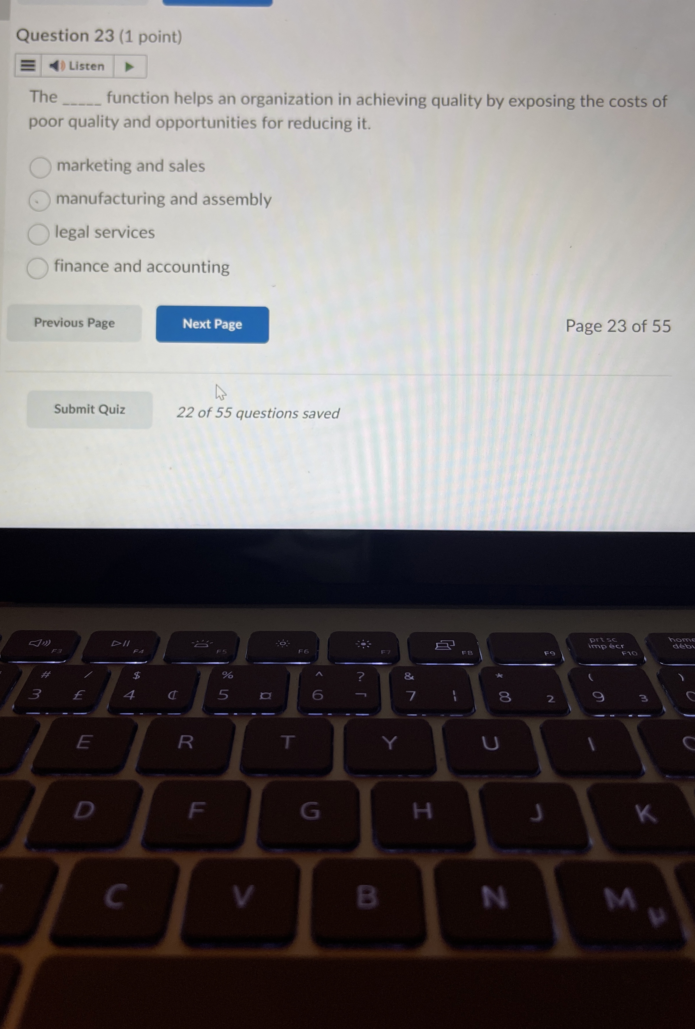  The function helps an organization in achieving quality by exposing the