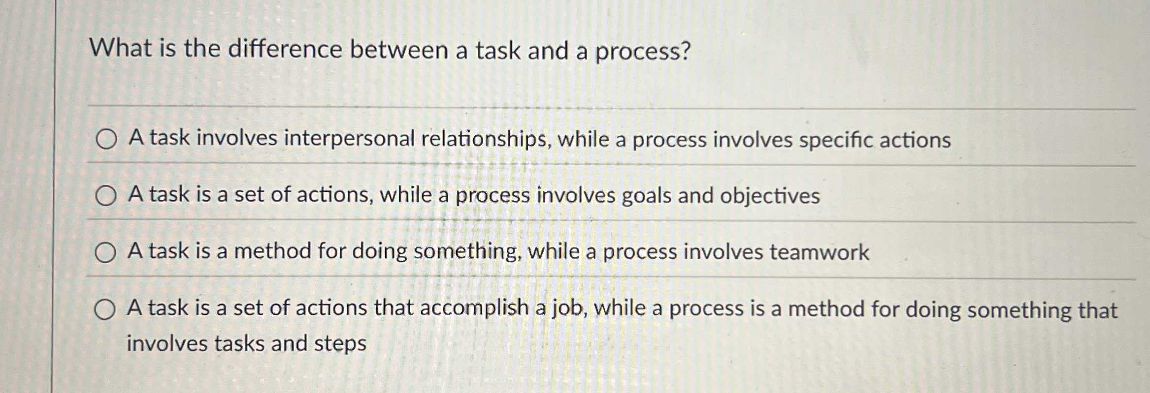  What is the difference between a task and a process? A