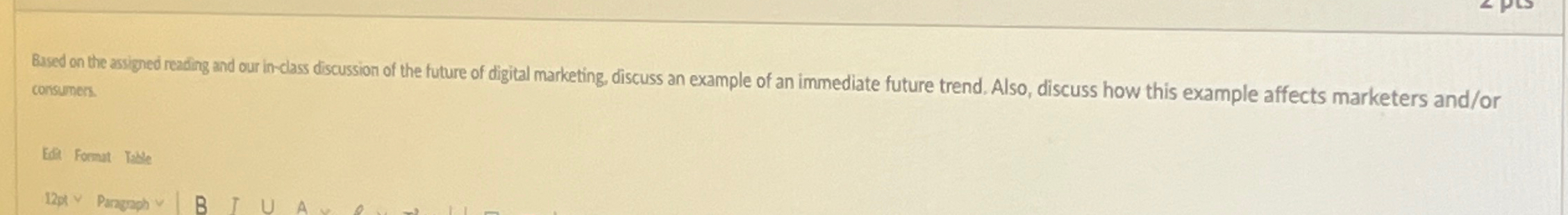  Based on the assigned reading and our in-class discussion of the