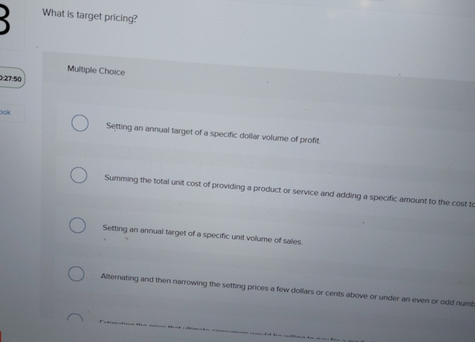  What is target pricing? Multiple Choice Setting an annual target of