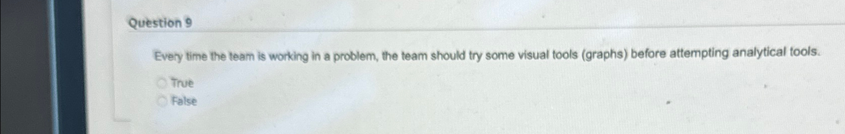  Question 9 Every time the team is working in a problem,