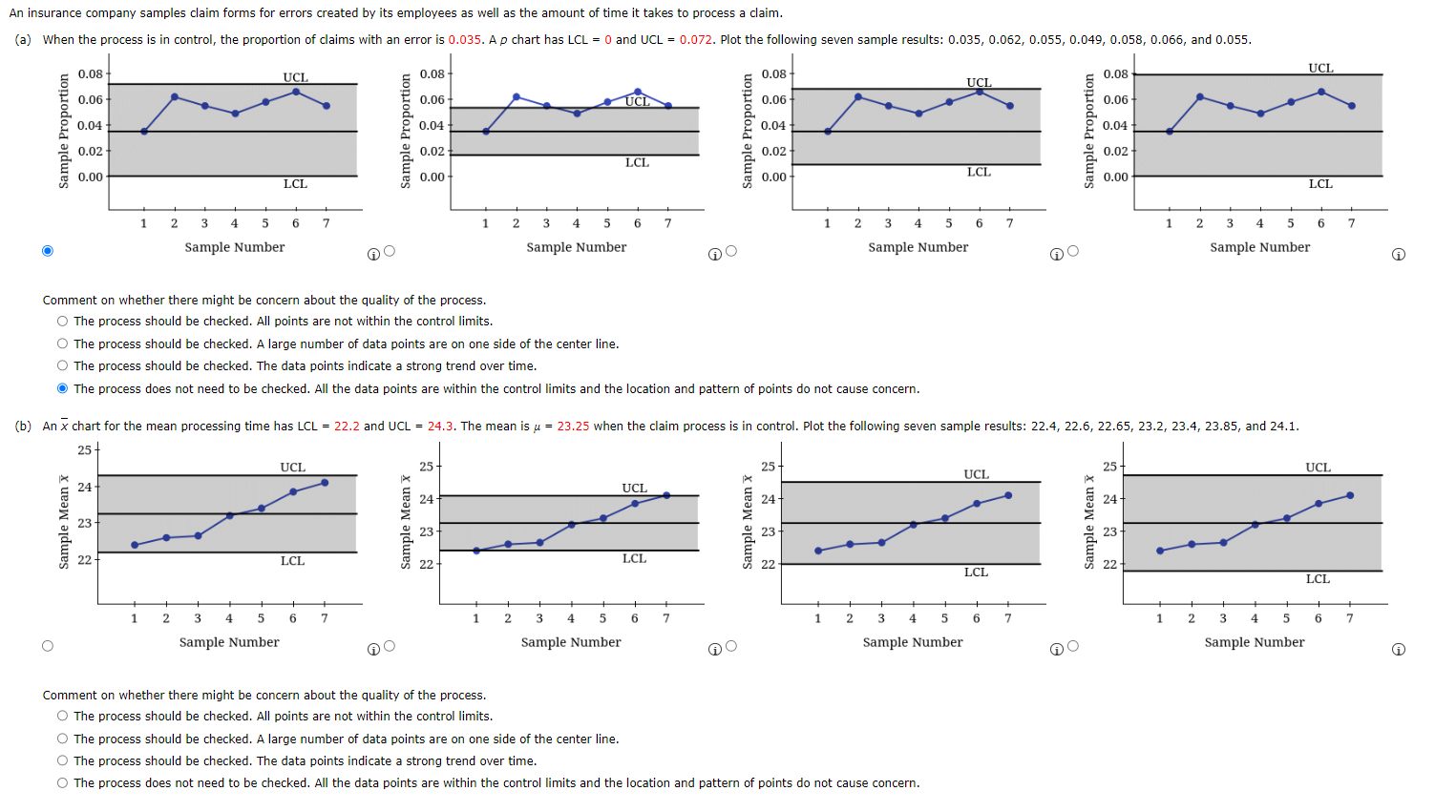  An insurance company samples claim forms for errors created by its