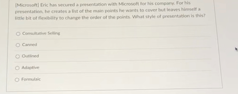  [Microsoft] Eric has secured a presentation with Microsoft for his company.