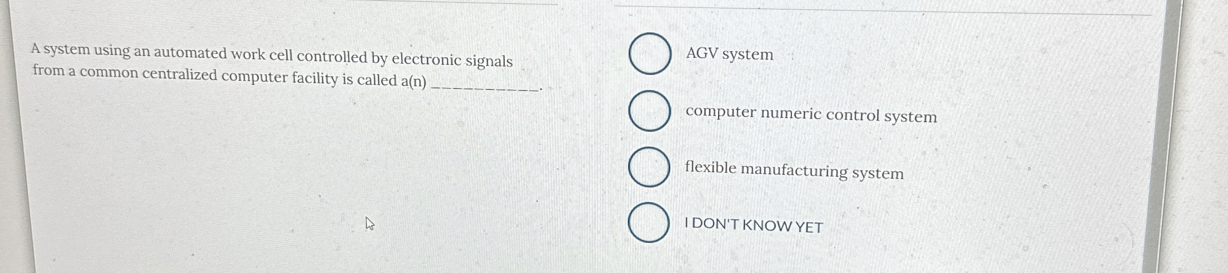  A system using an automated work cell controlled by electronic signals