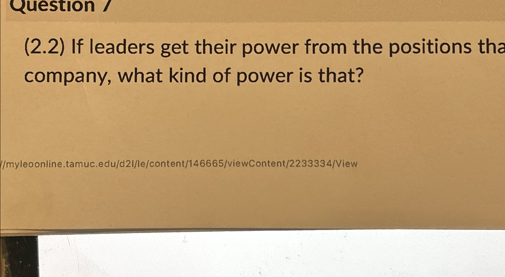  (2.2) If leaders get their power from the positions tha company,