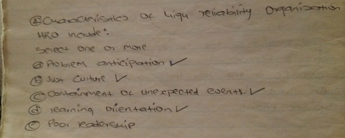  (4) Characteristics of high reliability Organisation -Problem anticipation -Just cuiture -Contaimment