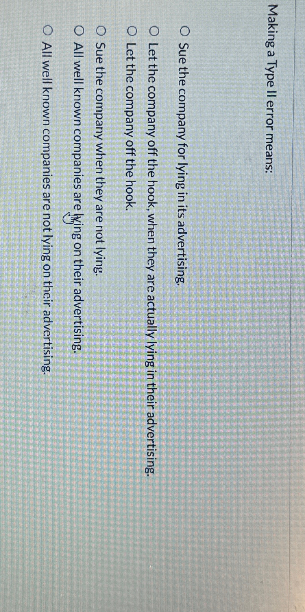  Type I and Type II Errors In the situation below, describe