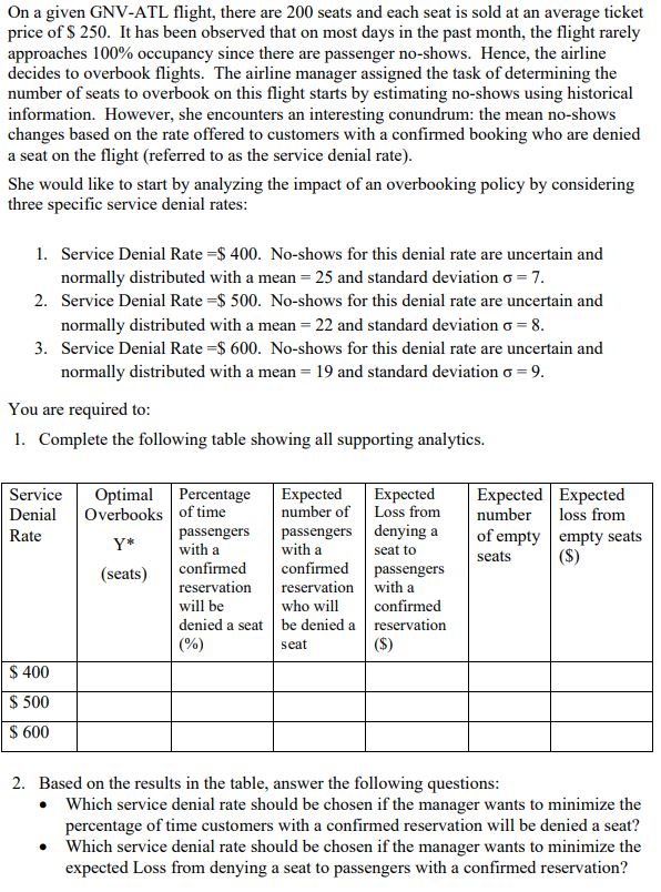  On a given GNV-ATL flight, there are 200 seats and each