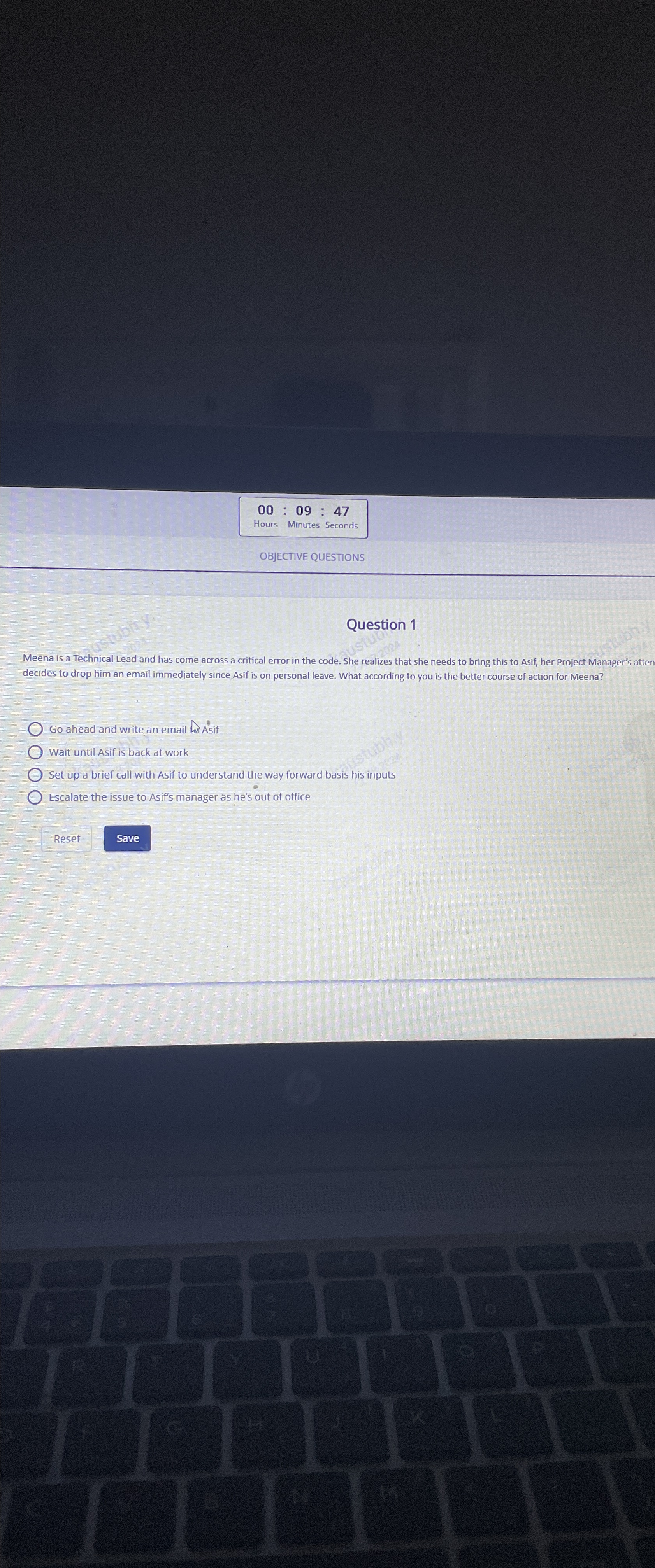  00:09:47 47 OBJECTIVE QUESTIONS Question 1 Meena is a Technical Lead