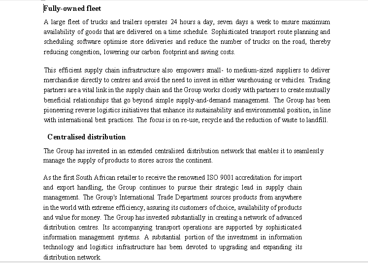  Fully-owned fleet Techuology The Group's technological platforms are continuouslybeing refreshed to