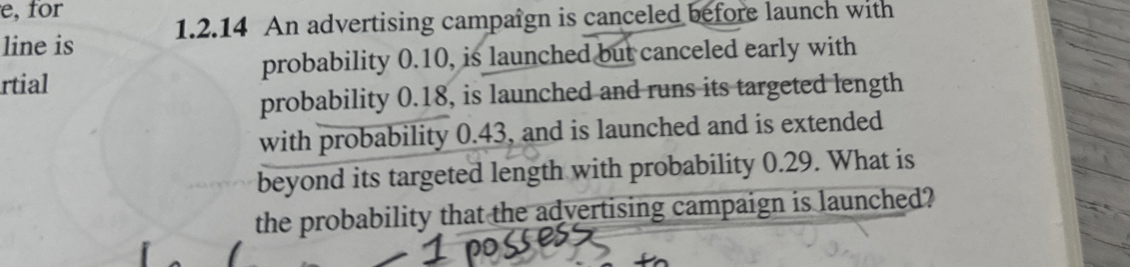  e, for line is 1.2.14 An advertising campaign is canceled before