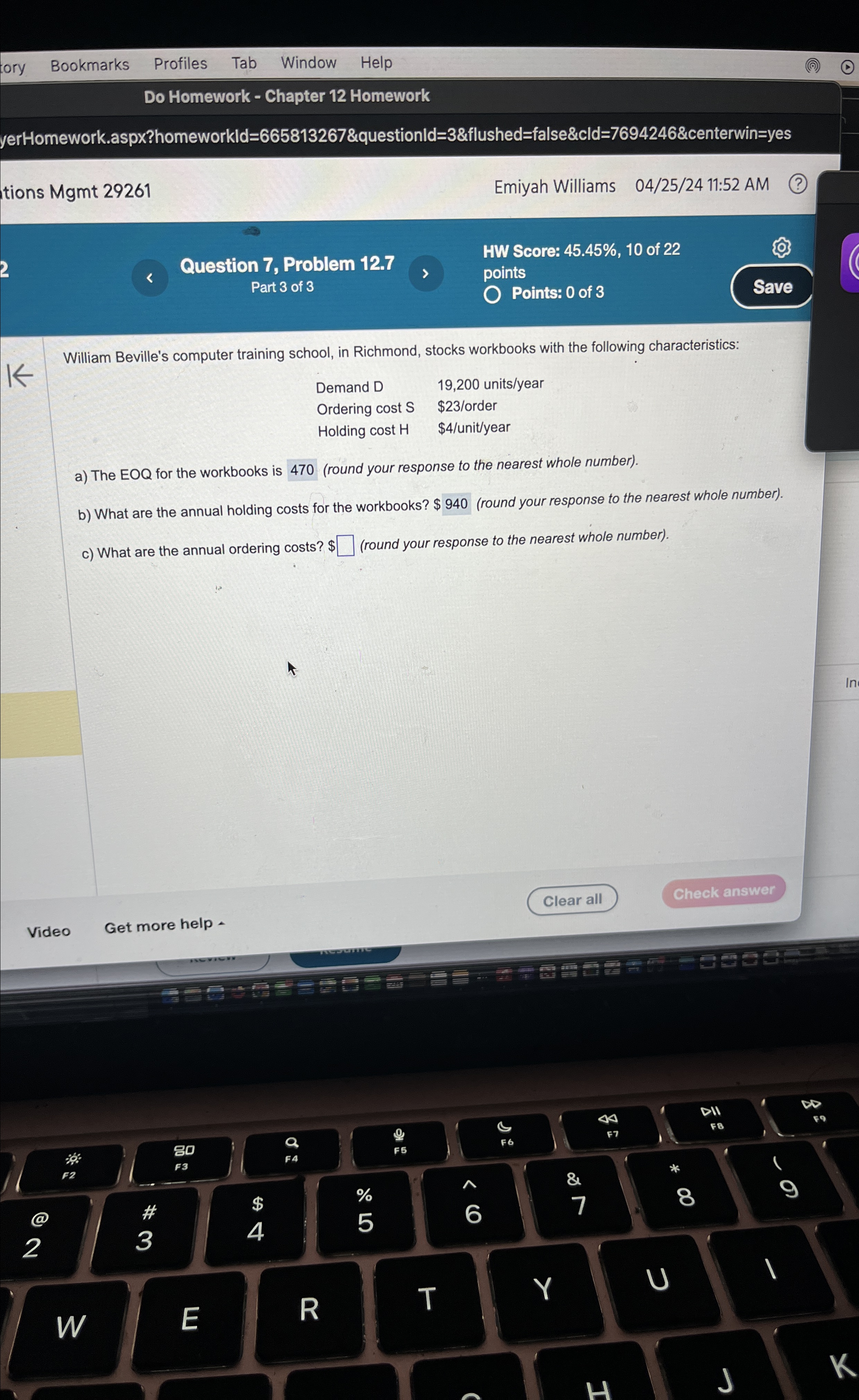  Bookmarks Profiles Tab Window Help Do Homework - Chapter 12 Homework