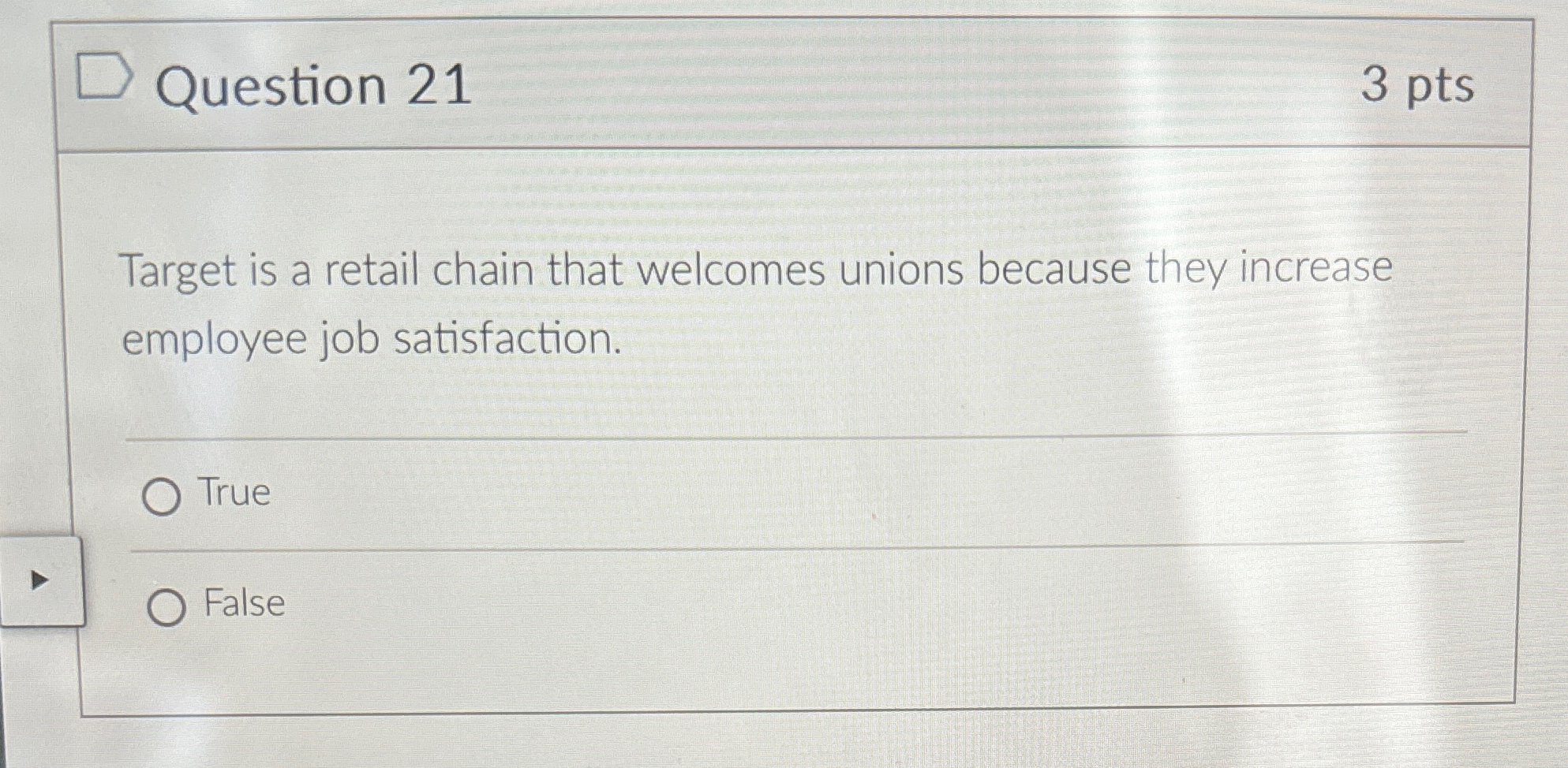  Question 21 3 pts Target is a retail chain that welcomes