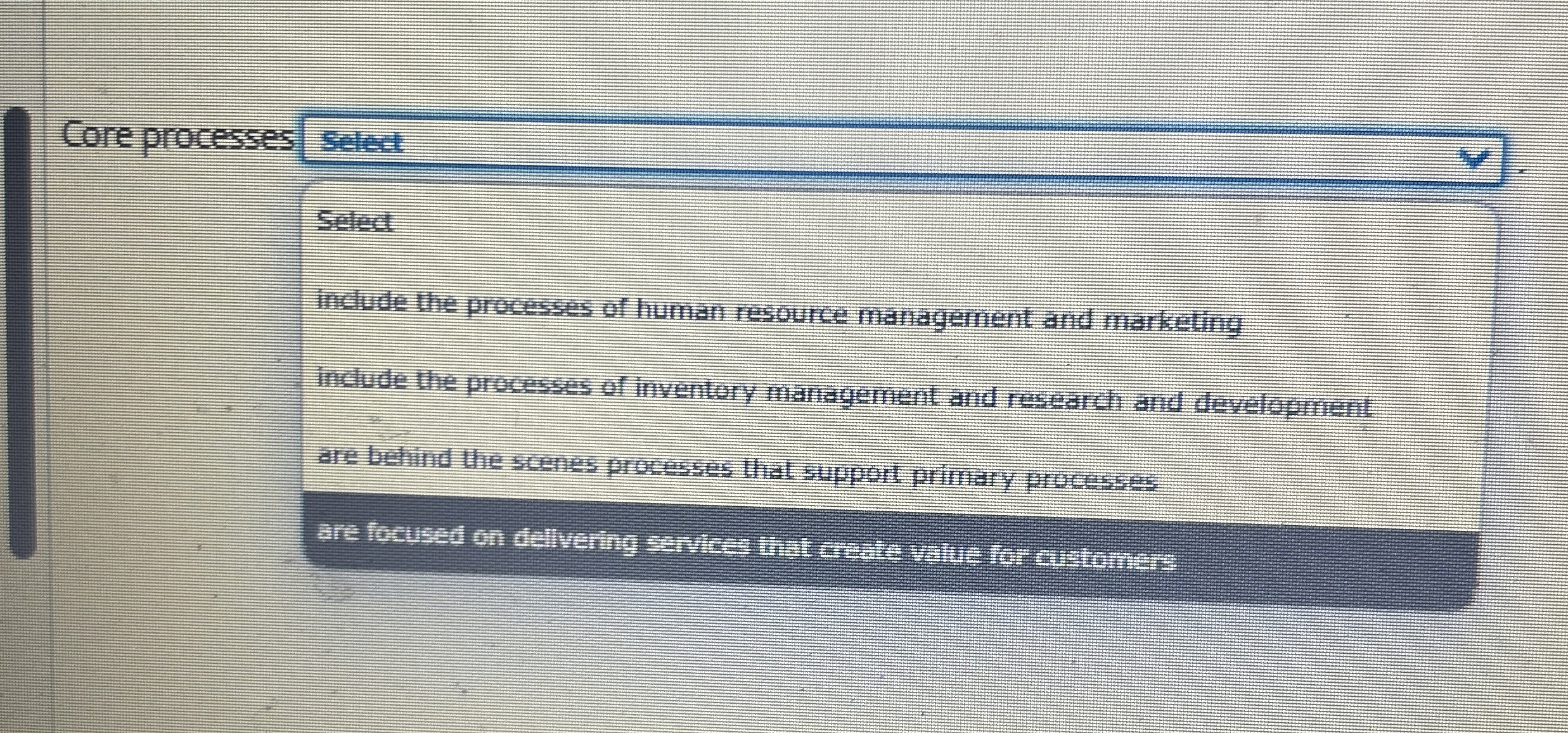 Core processes select seled include the processes of human resource managenent