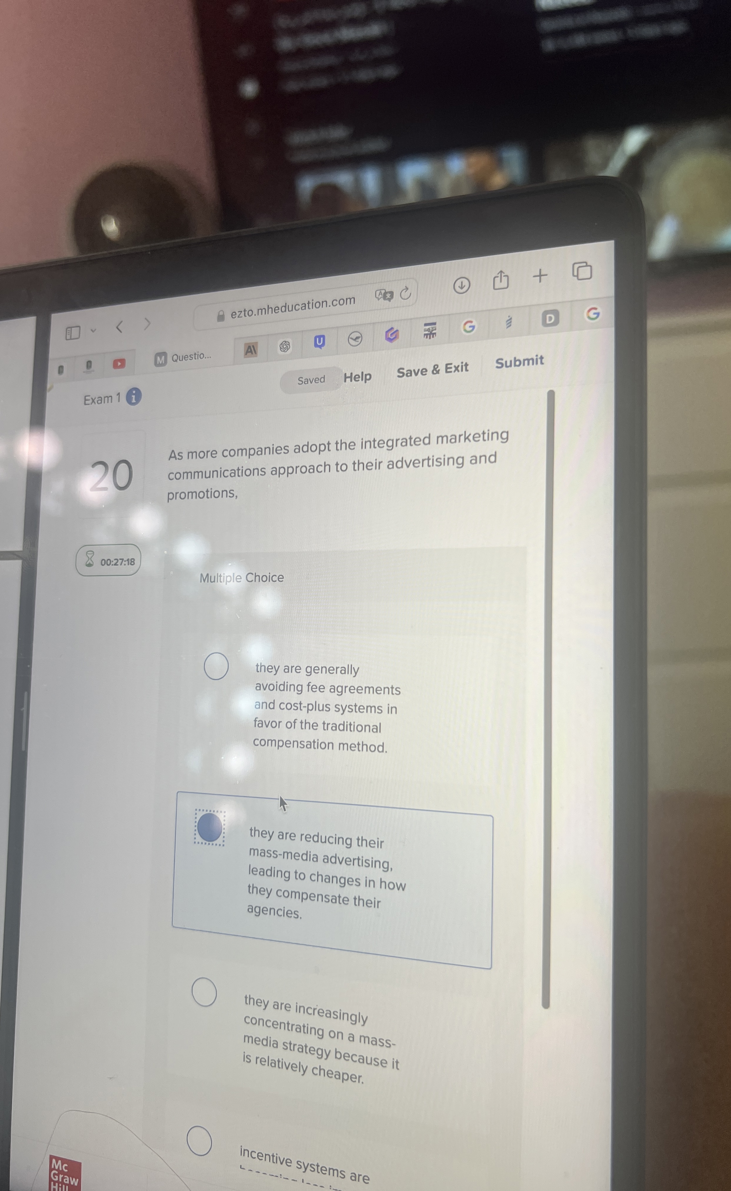  0 b. Questio.. Exam 1 Saved Help Save & Exit Submit