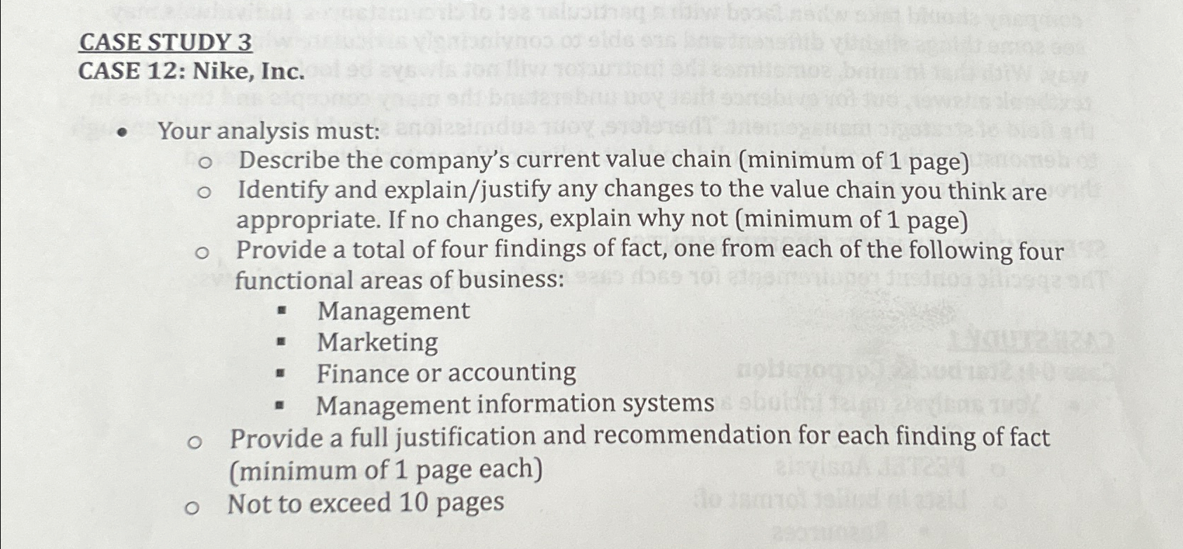  CASE STUDY 3 CASE 12: Nike, Inc. Your analysis must: Describe