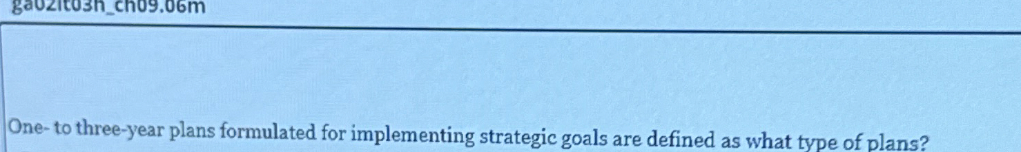  One- to three-year plans formulated for implementing strategic goals are defined