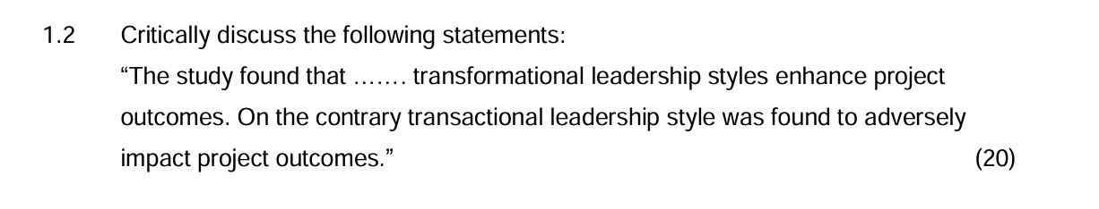  1.2 Critically discuss the following statements: "The study found that q,