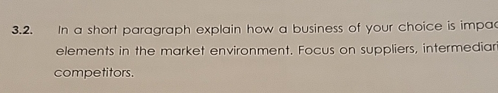  3.2. In a short paragraph explain how a business of your
