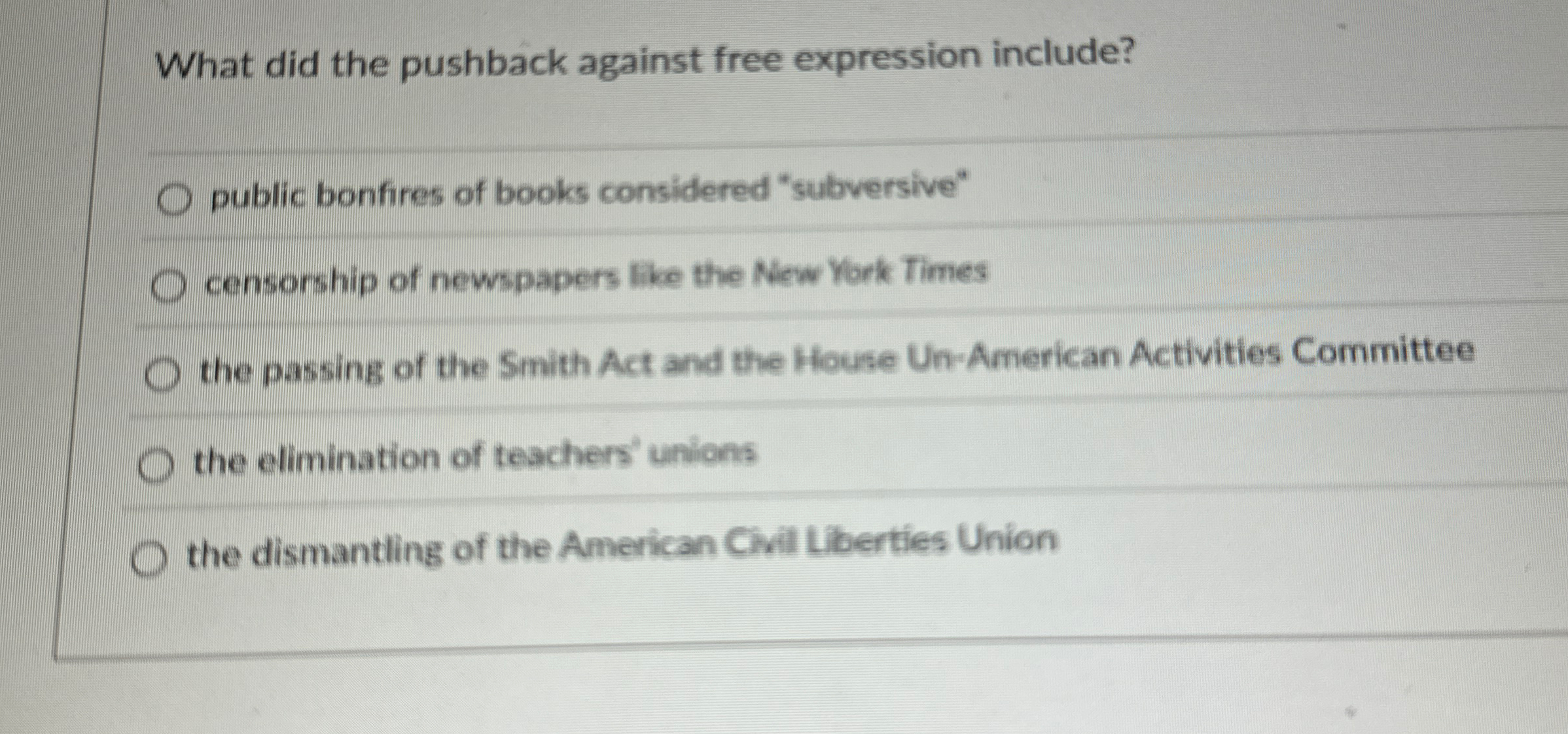  What did the pushback against free expression include? public bonfires of