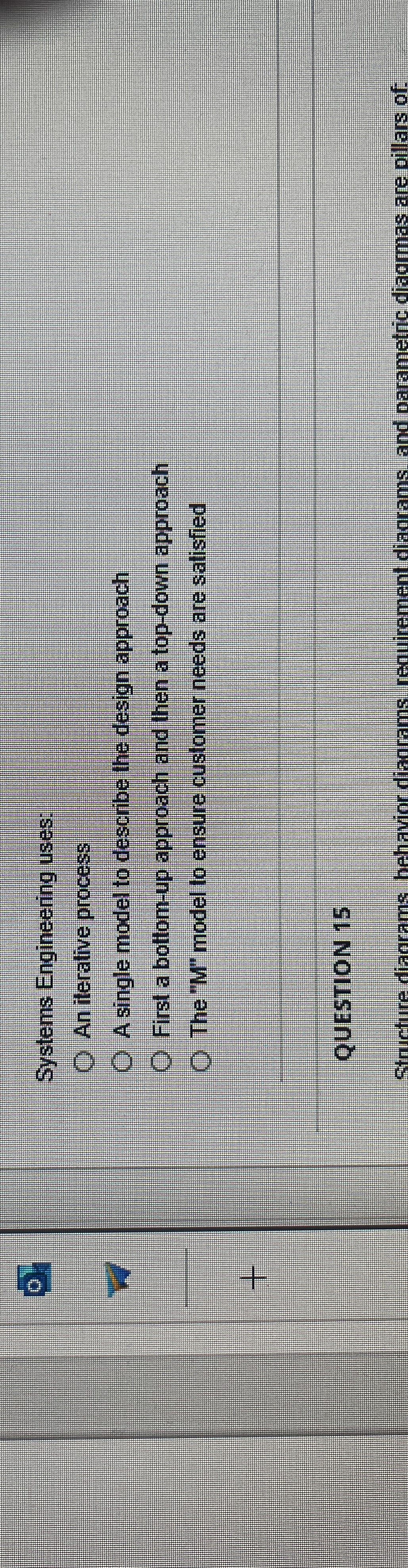  Systems Engineering uses: An iterative process A single model to describe