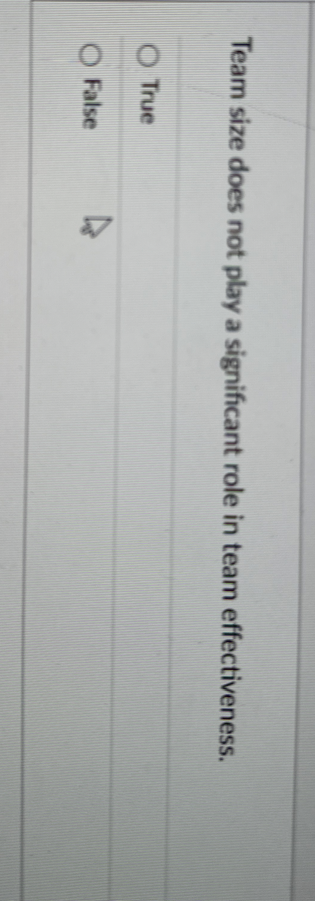  Team size does not play a significant role in team effectiveness.