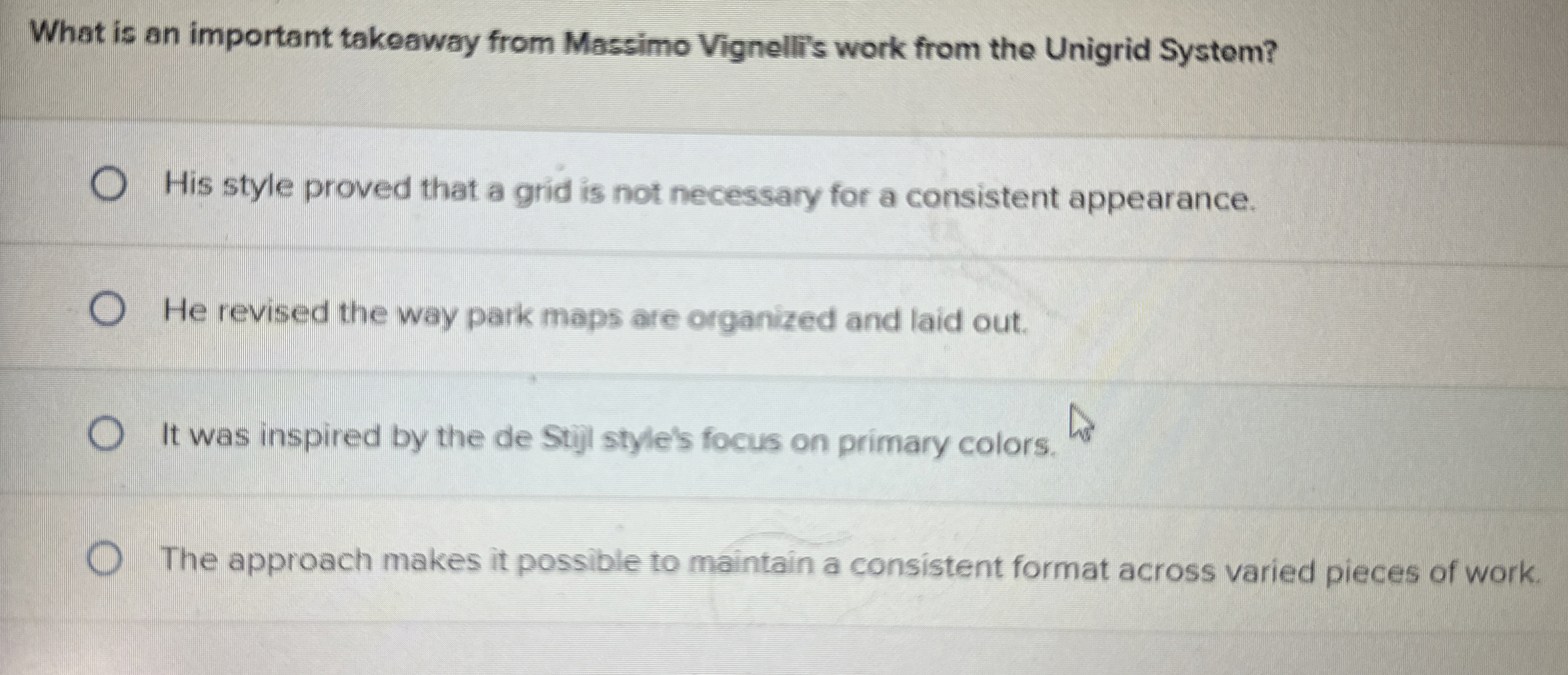  What is an important takeaway from Massimo Vignelli's work from the