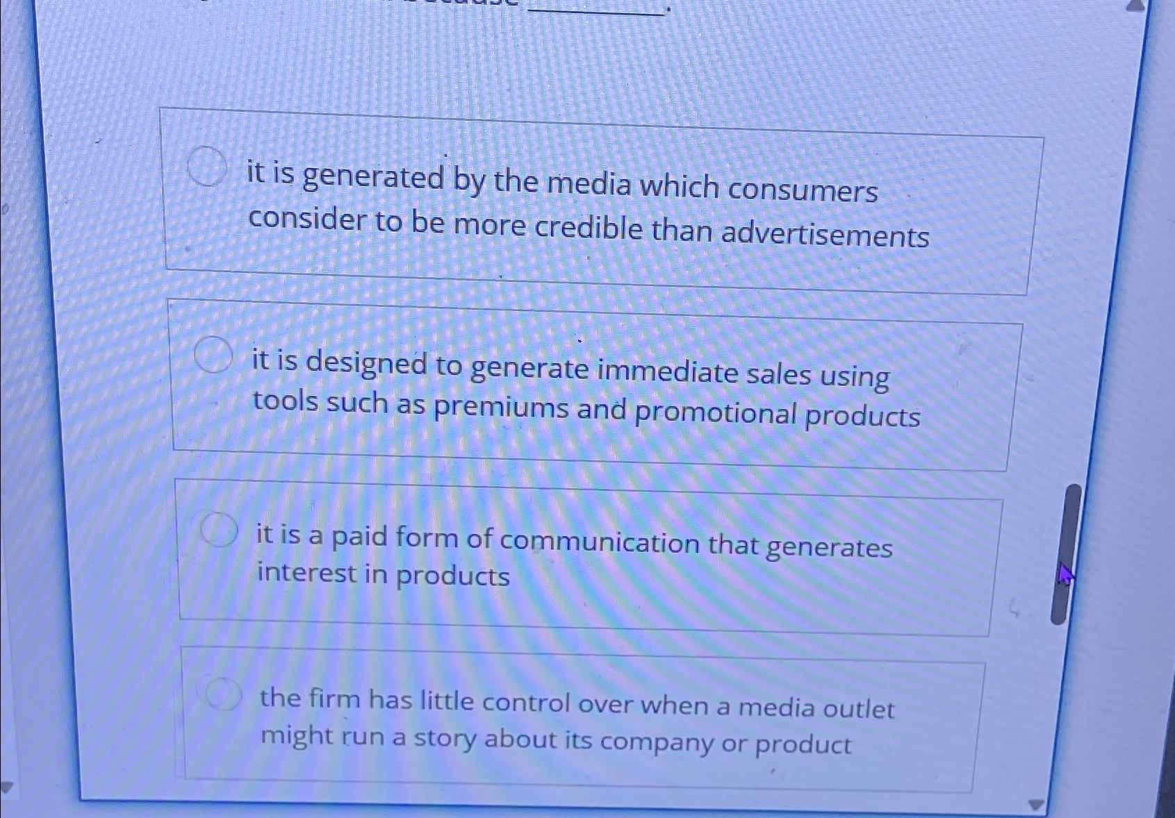  it is generated by the media which consumers consider to be