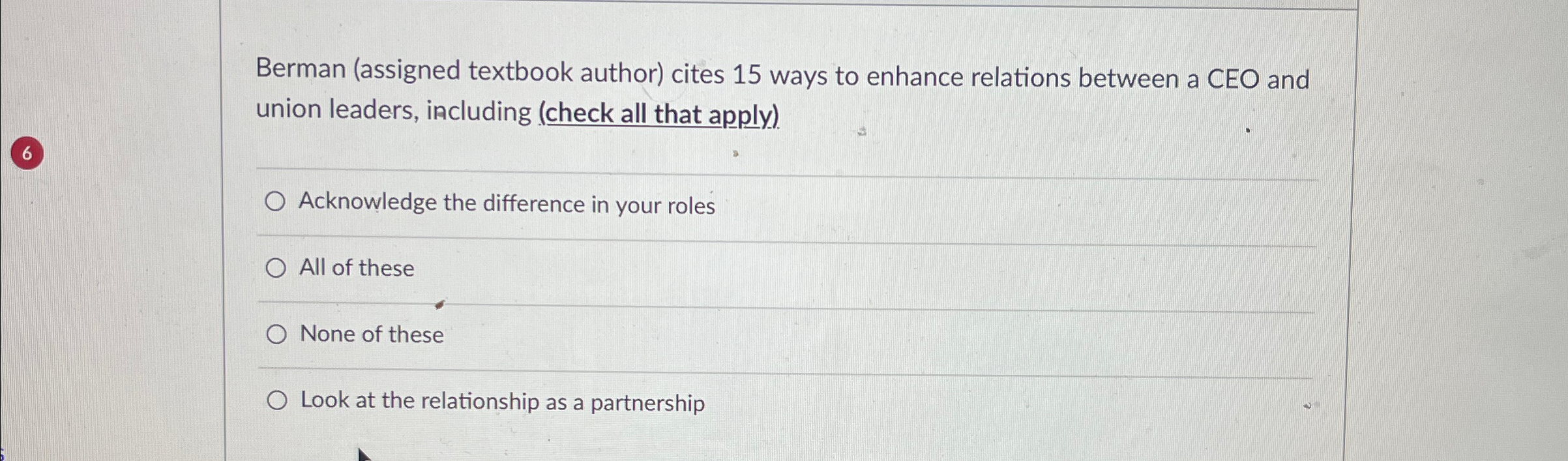  Berman (assigned textbook author) cites 15 ways to enhance relations between