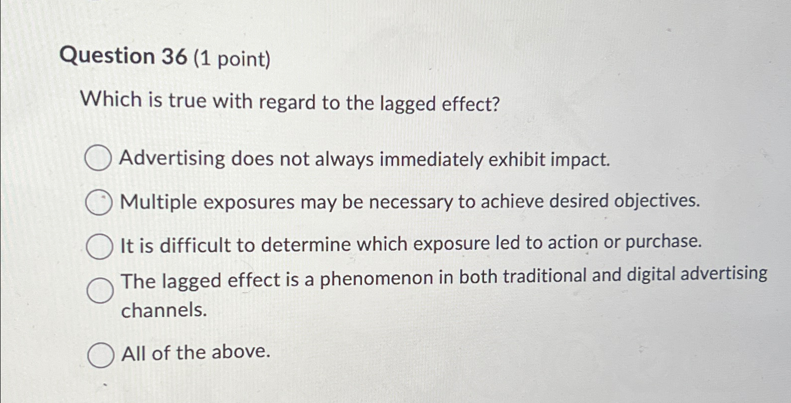  Question 36(1 point) Which is true with regard to the lagged