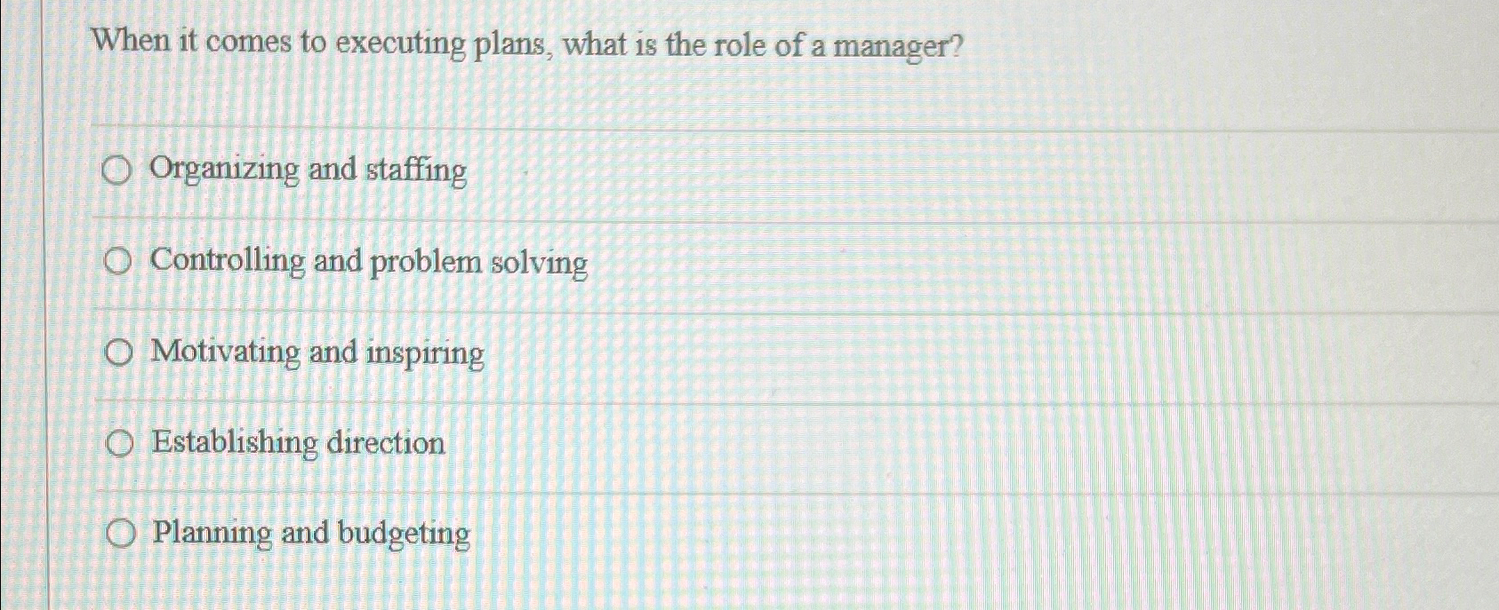  When it comes to executing plans, what is the role of