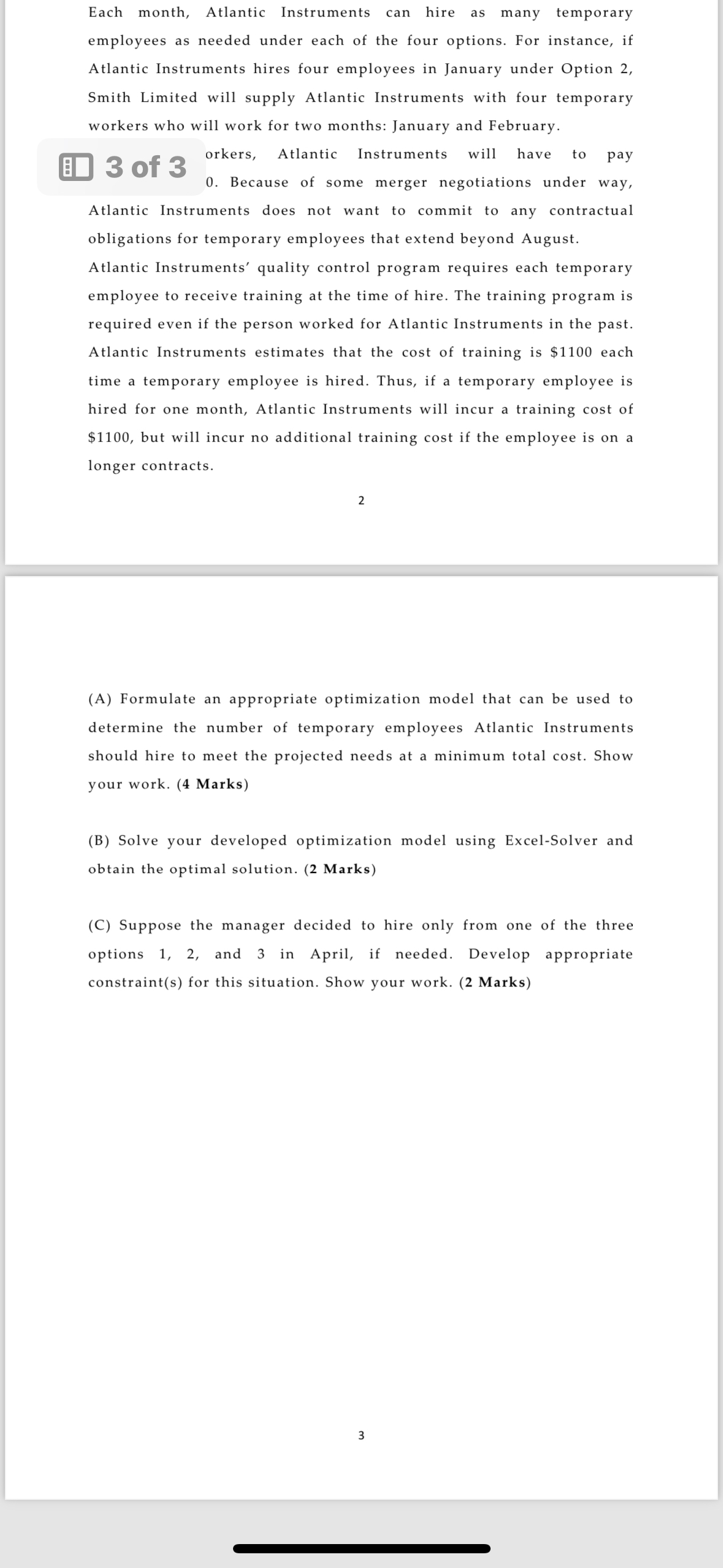  Assignment 2: Atlantic Instruments has three manufacturing plants located in Saint