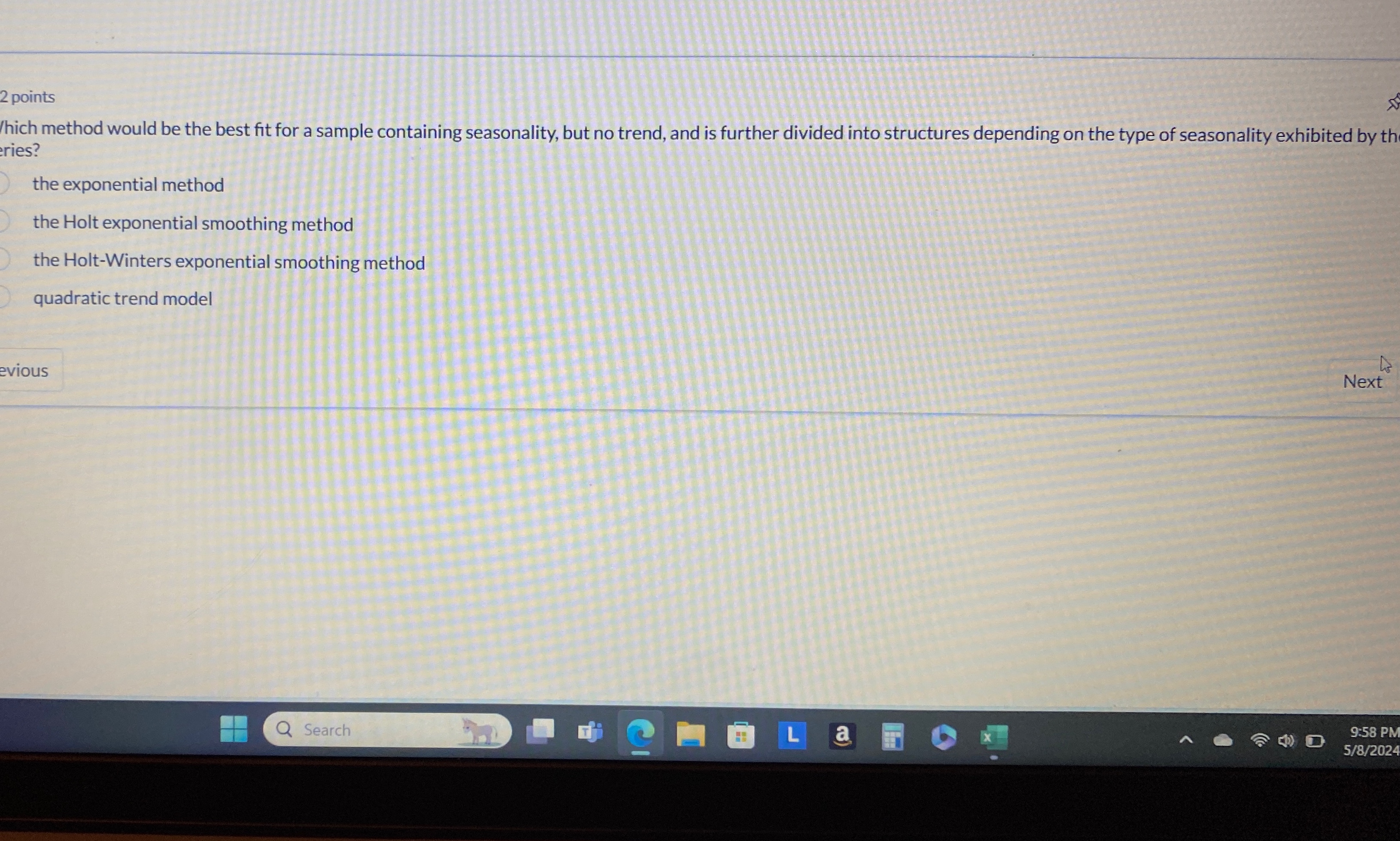  2 points hich method would be the best fit for a