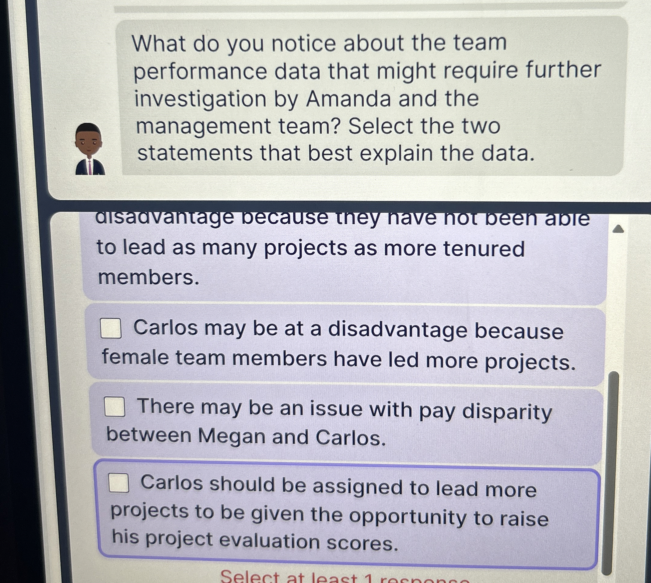  What do you notice about the team performance data that might