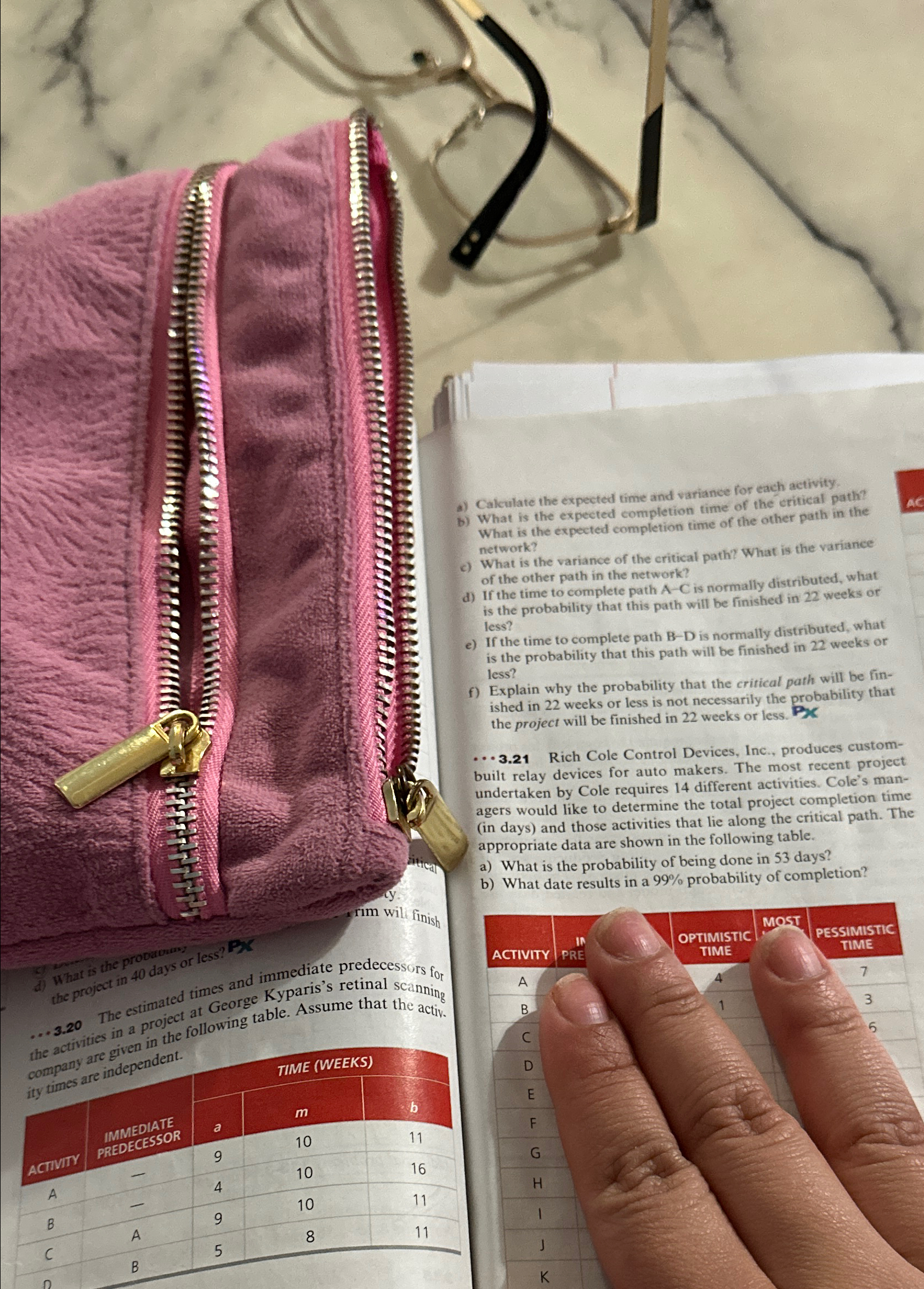  103 b) What is the expected completion time of the critical