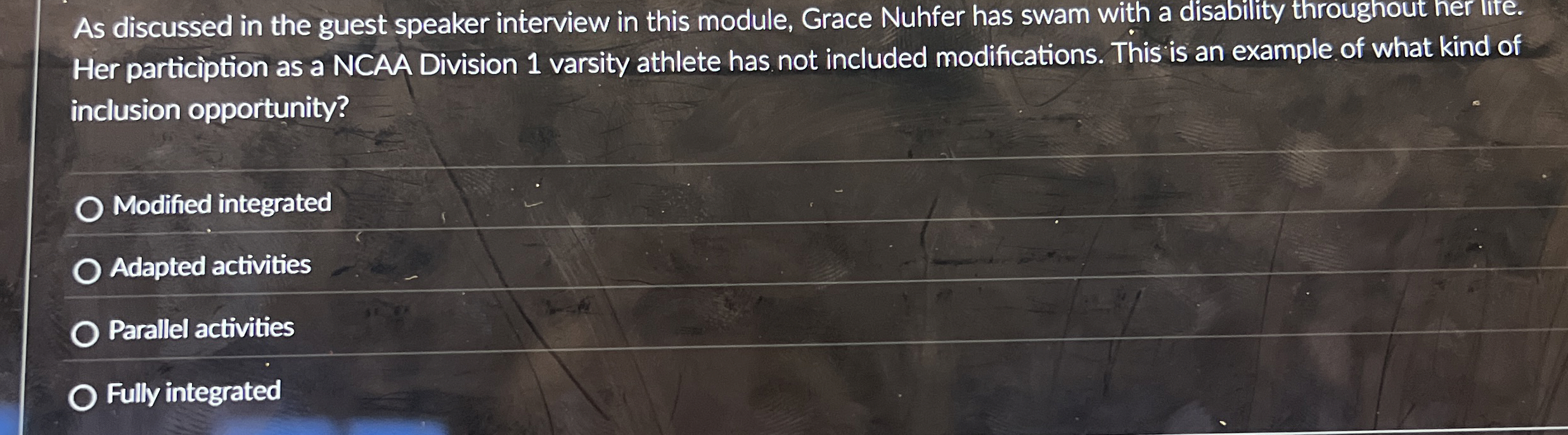  As discussed in the guest speaker interview in this module, Grace