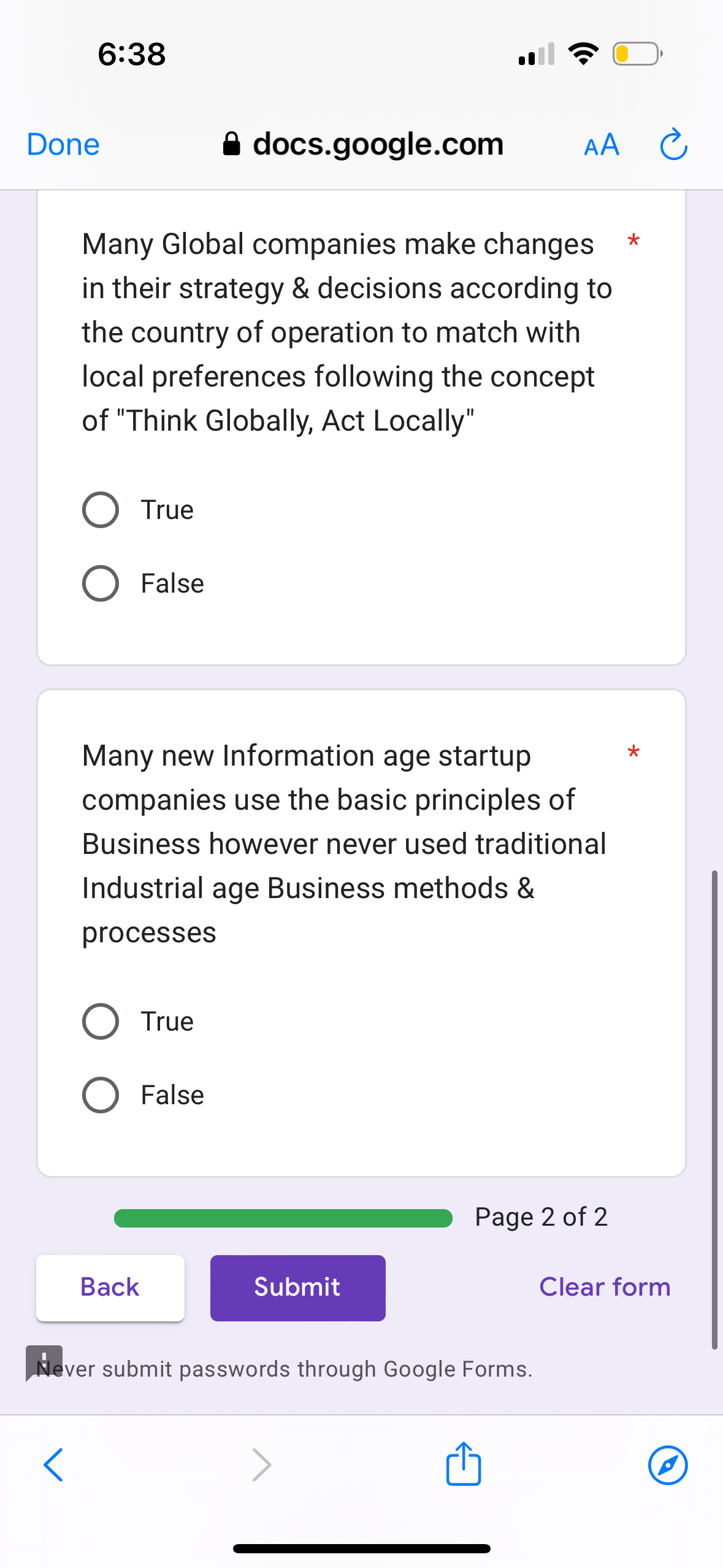  6:38 Done docs.google.com AA Many Global companies make changes in their