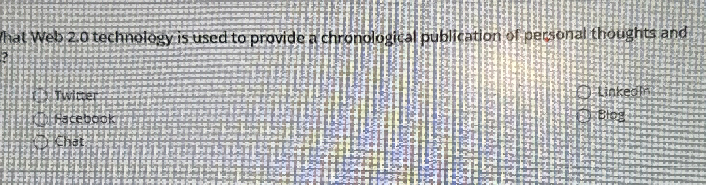  hat Web 2.0 technology is used to provide a chronological publication
