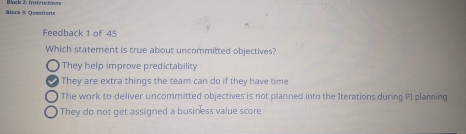  Block 2: Instructions Block 3: Questions Feedback 1 of 45 Which