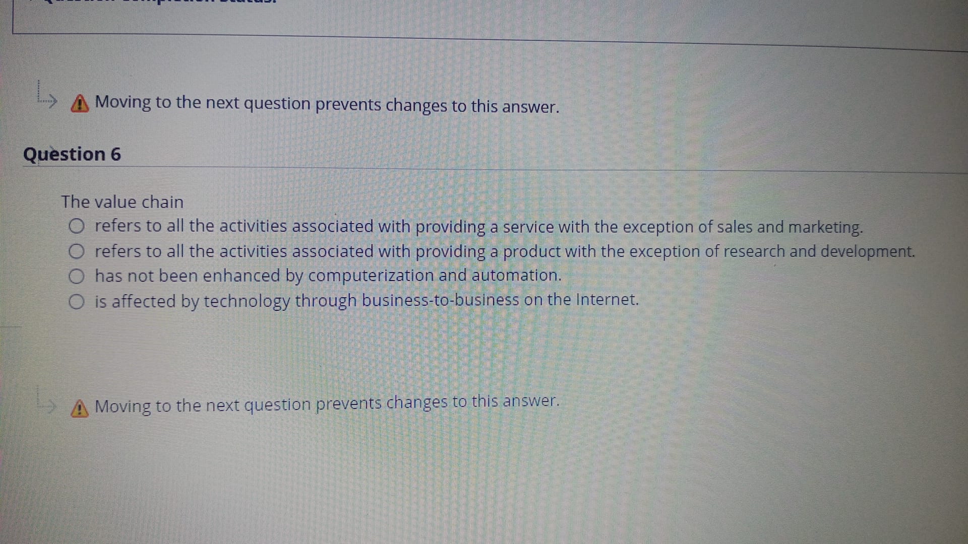  Moving to the next question prevents changes to this answer. Question