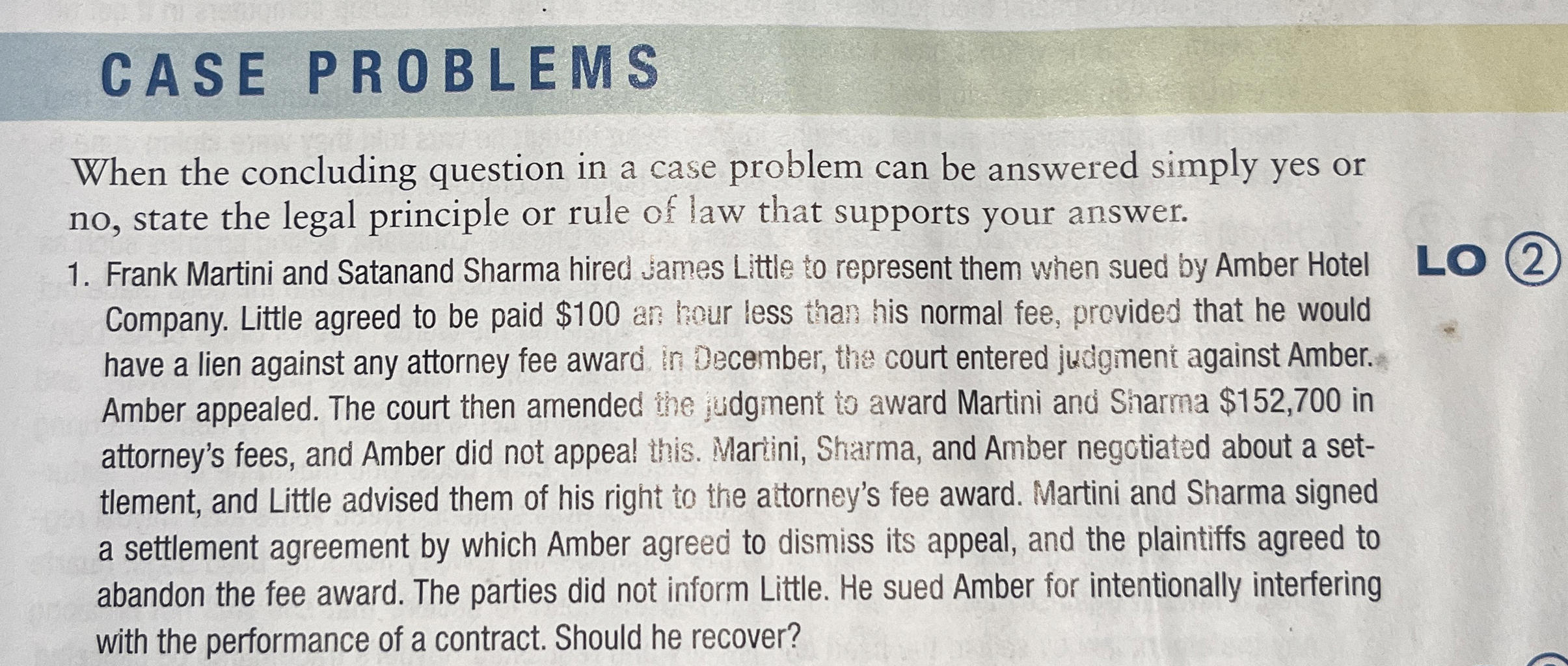  CASE PROBLEMS When the concluding question in a case problem can