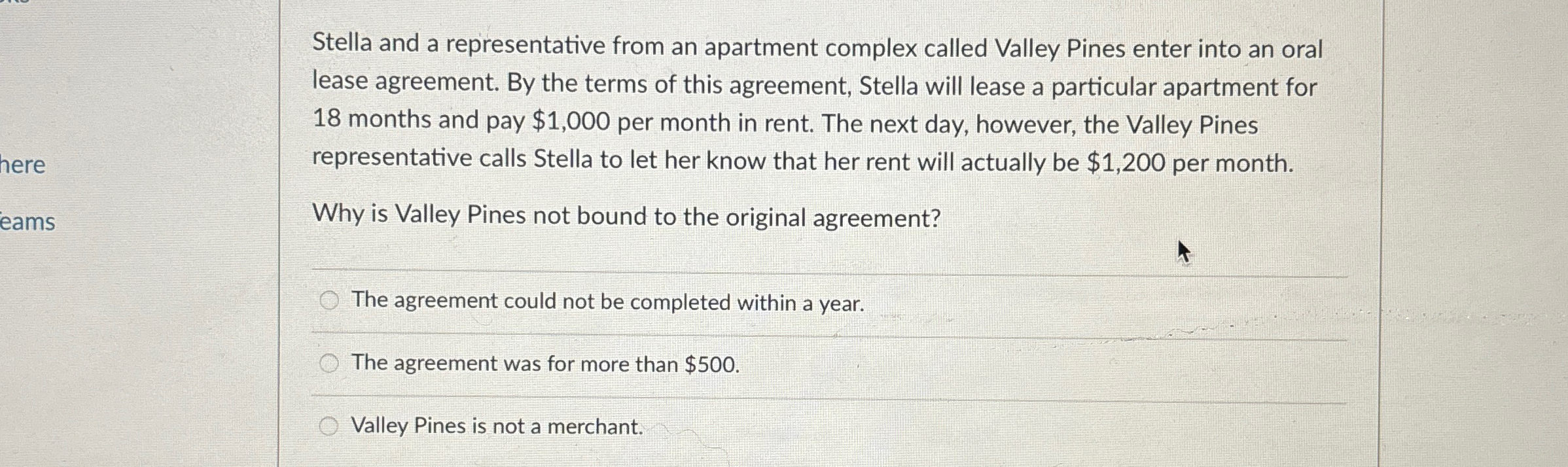  Stella and a representative from an apartment complex called Valley Pines