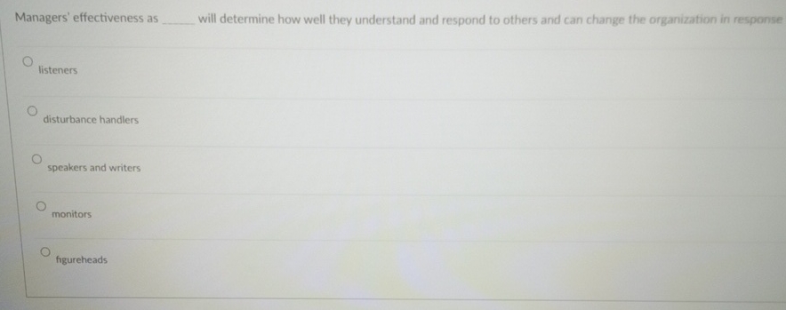  Managers' effectiveness as will determine how well they understand and respond