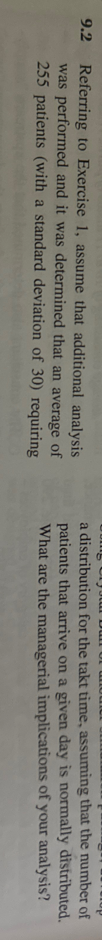  9.2 Referring to Exercise 1, assume that additional analysis was performed
