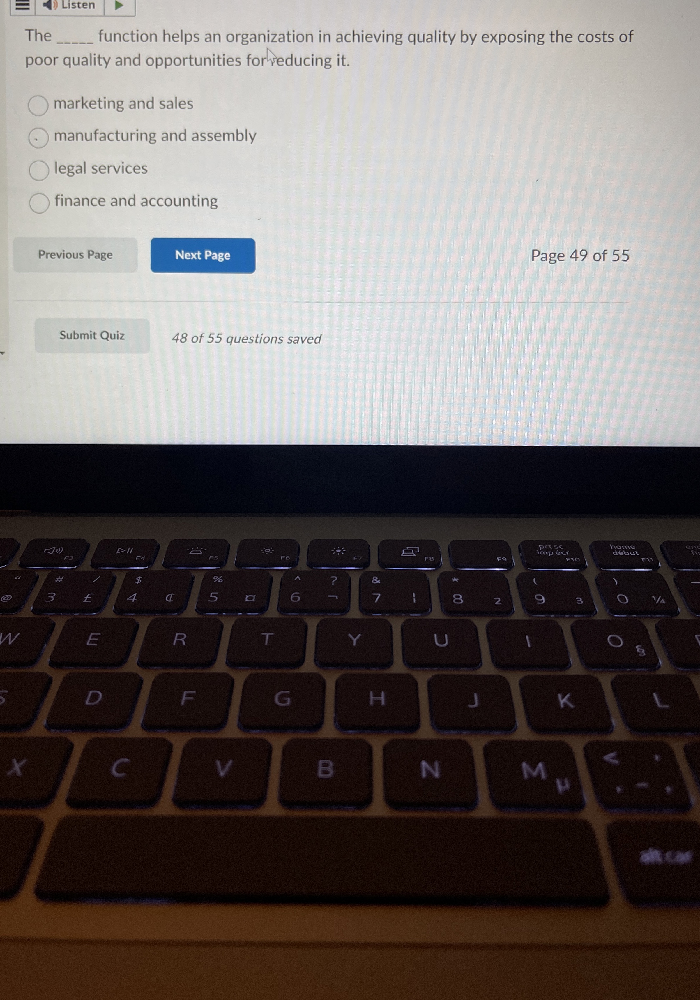  The function helps an organization in achieving quality by exposing the